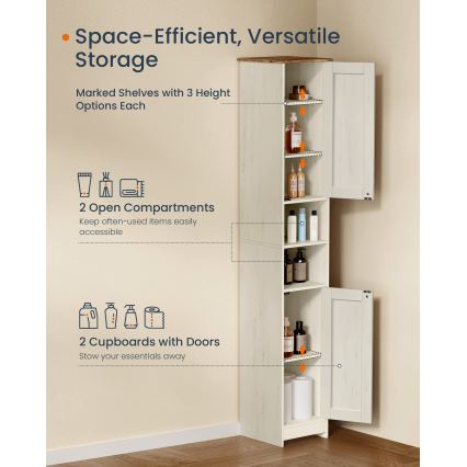 LEXI 30x170 cm Bathroom Cabinet, White/Brown