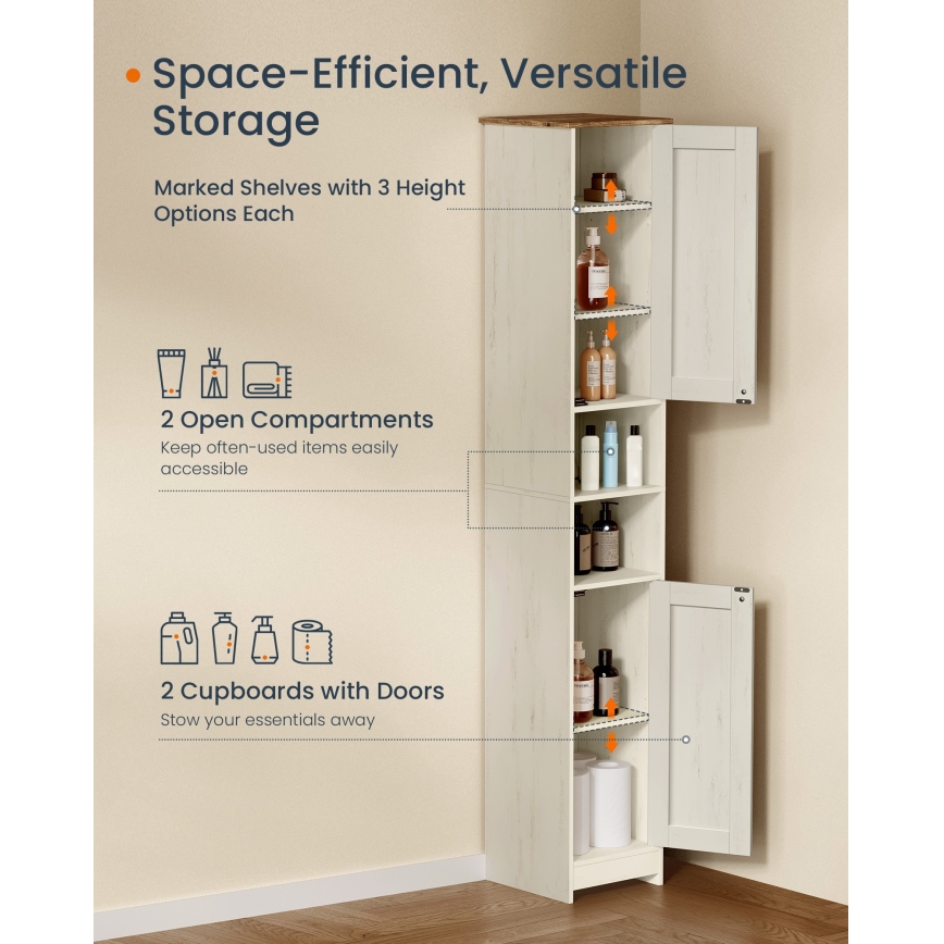 LEXI 30x170 cm Bathroom Cabinet, White/Brown