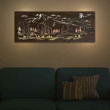 Li-Go 23521/OVL/DUB3 - Dimmable LED Wall Decoration LED/10W/5V 30000 mAh 130x50 cm oak/Mountain Cabin