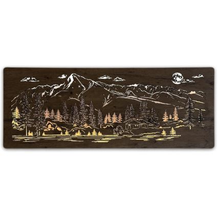 Li-Go 23521/OVL/DUB3 - Dimmable LED Wall Decoration LED/10W/5V 30000 mAh 130x50 cm oak/Mountain Cabin