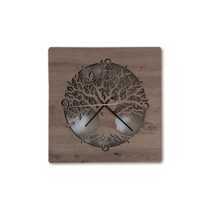 Li-Go 23537/DUB2 - LED Dimmable Clock LED/10W/5V 20000 mAh 42x42 cm round oak/olive wood + remote control