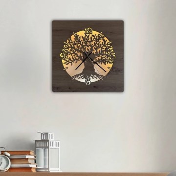 Li-Go 23537/DUB2 - LED Dimmable Clock LED/10W/5V 20000 mAh 42x42 cm round oak/olive wood + remote control