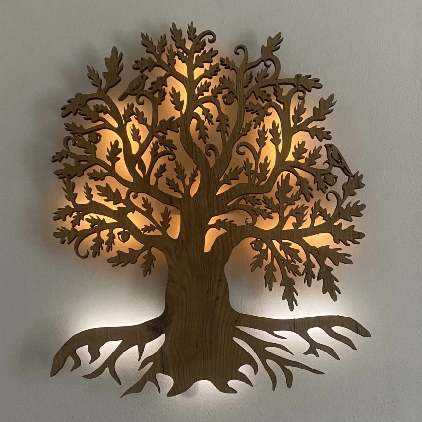 Li-Go 23673/DUB2 - Dimmable LED Wall Decoration LED/10W/5V 20000 mAh 45x55 cm Oak + Remote Control