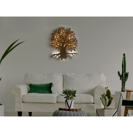 Li-Go 23673/DUB2 - Dimmable LED Wall Decoration LED/10W/5V 20000 mAh 45x55 cm Oak + Remote Control