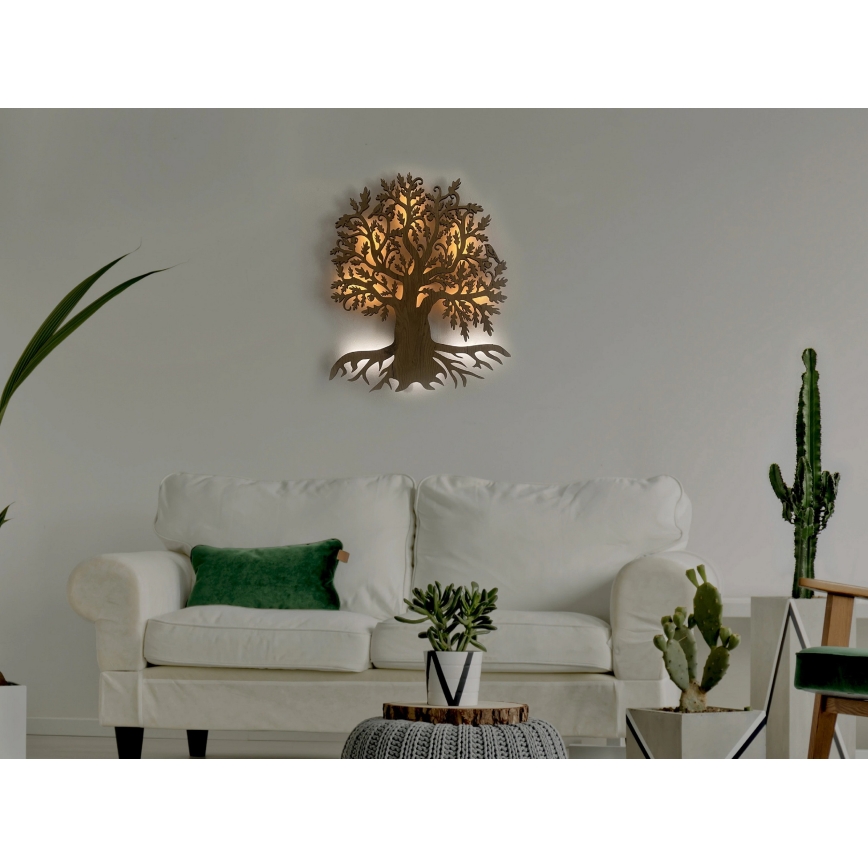 Li-Go 23673/DUB2 - Dimmable LED Wall Decoration LED/10W/5V 20000 mAh 45x55 cm Oak + Remote Control