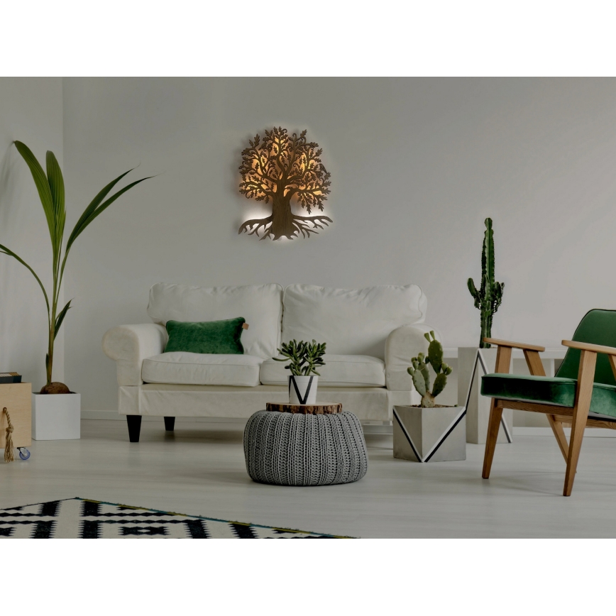 Li-Go 23673/DUB2 - Dimmable LED Wall Decoration LED/10W/5V 20000 mAh 45x55 cm Oak + Remote Control