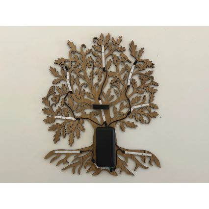 Li-Go 23673/DUB2 - Dimmable LED Wall Decoration LED/10W/5V 20000 mAh 45x55 cm Oak + Remote Control