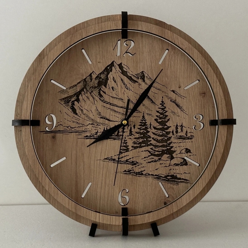 Li-Go 23676/DUB5 - Wall Clock 1xAA Ø 32 cm Oak/Mountains