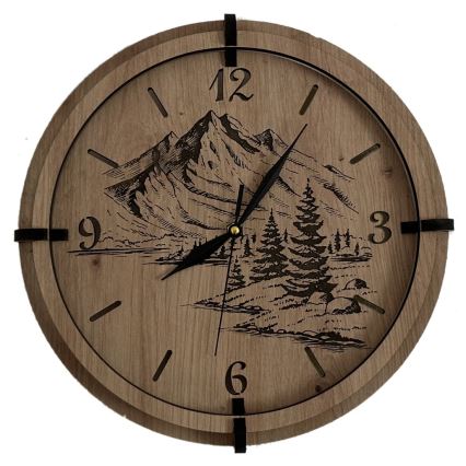 Li-Go 23676/DUB5 - Wall Clock 1xAA Ø 32 cm Oak/Mountains