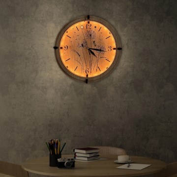 Li-Go 23688/DUB2 - Dimmable LED clock with motion sensor LED/5V 20000 mAh + 1xAA dia. 32 cm oak/Dandelion
