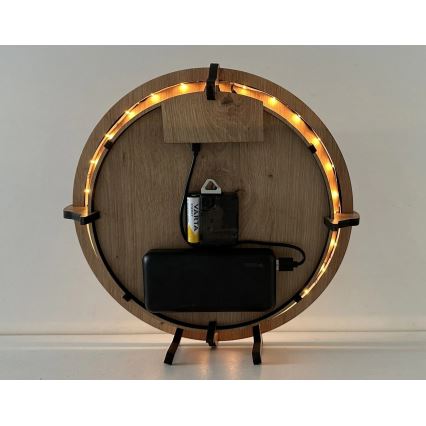 Li-Go 23688/DUB2 - Dimmable LED clock with motion sensor LED/5V 20000 mAh + 1xAA dia. 32 cm oak/Dandelion