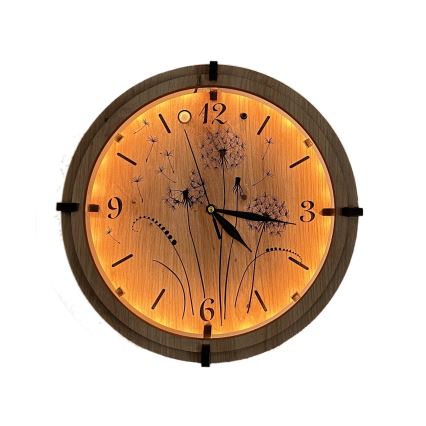 Li-Go 23688/DUB2 - Dimmable LED clock with motion sensor LED/5V 20000 mAh + 1xAA dia. 32 cm oak/Dandelion