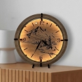 Li-Go 23697/DUB/BAT2 - LED Dimmable Clock with Motion Sensor LED/10W/5V 20000 mAh + 1xAA dia. 32 cm Oak/Mountains