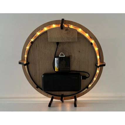 Li-Go 23712/OAK/BAT2 - LED Dimmable Clock with Motion Sensor LED/10W/5V 20000 mAh + 1xAA Ø 32 cm oak/The Little Prince