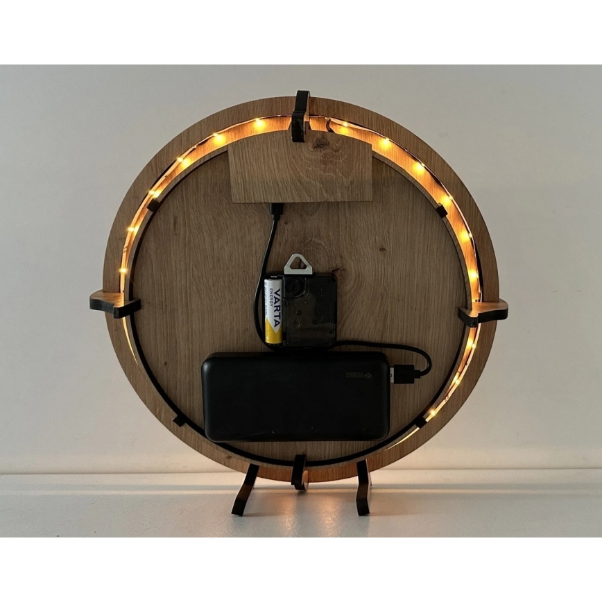 Li-Go 23712/OAK/BAT2 - LED Dimmable Clock with Motion Sensor LED/10W/5V 20000 mAh + 1xAA Ø 32 cm oak/The Little Prince