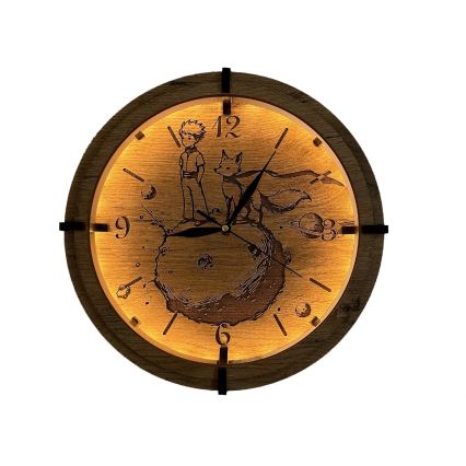 Li-Go 23712/OAK/BAT2 - LED Dimmable Clock with Motion Sensor LED/10W/5V 20000 mAh + 1xAA Ø 32 cm oak/The Little Prince