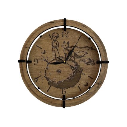 Li-Go 23712/OAK/BAT2 - LED Dimmable Clock with Motion Sensor LED/10W/5V 20000 mAh + 1xAA Ø 32 cm oak/The Little Prince