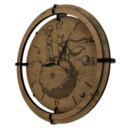 Li-Go 23712/OAK/BAT2 - LED Dimmable Clock with Motion Sensor LED/10W/5V 20000 mAh + 1xAA Ø 32 cm oak/The Little Prince