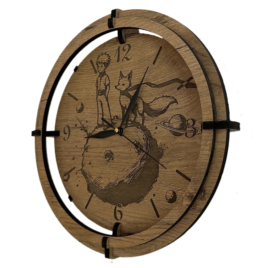 Li-Go 23712/OAK/BAT2 - LED Dimmable Clock with Motion Sensor LED/10W/5V 20000 mAh + 1xAA Ø 32 cm oak/The Little Prince