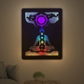 Li-Go 4421/A/4 - Dimmable LED Wall Decoration LED/10W/5V 30000 mAh 70x90 cm Oak/Chakras