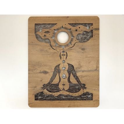 Li-Go 4421/A/4 - Dimmable LED Wall Decoration LED/10W/5V 30000 mAh 70x90 cm Oak/Chakras