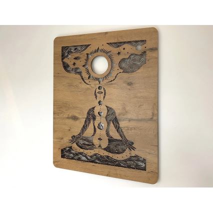 Li-Go 4421/A/4 - Dimmable LED Wall Decoration LED/10W/5V 30000 mAh 70x90 cm Oak/Chakras