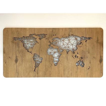 Li-Go 4457/A/4 - Dimmable LED Wall Decor LED/10W/5V 30000 mAh 120x60 cm Oak/World Map