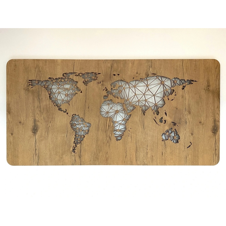 Li-Go 4457/A/4 - Dimmable LED Wall Decor LED/10W/5V 30000 mAh 120x60 cm Oak/World Map