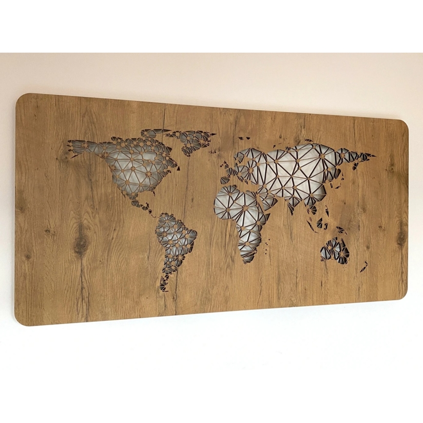 Li-Go 4457/A/4 - Dimmable LED Wall Decor LED/10W/5V 30000 mAh 120x60 cm Oak/World Map