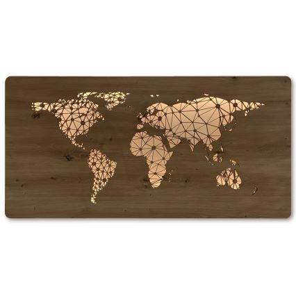 Li-Go 4457/A/4 - Dimmable LED Wall Decor LED/10W/5V 30000 mAh 120x60 cm Oak/World Map