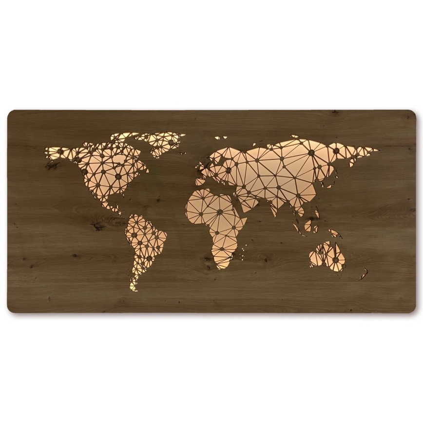 Li-Go 4457/A/4 - Dimmable LED Wall Decor LED/10W/5V 30000 mAh 120x60 cm Oak/World Map