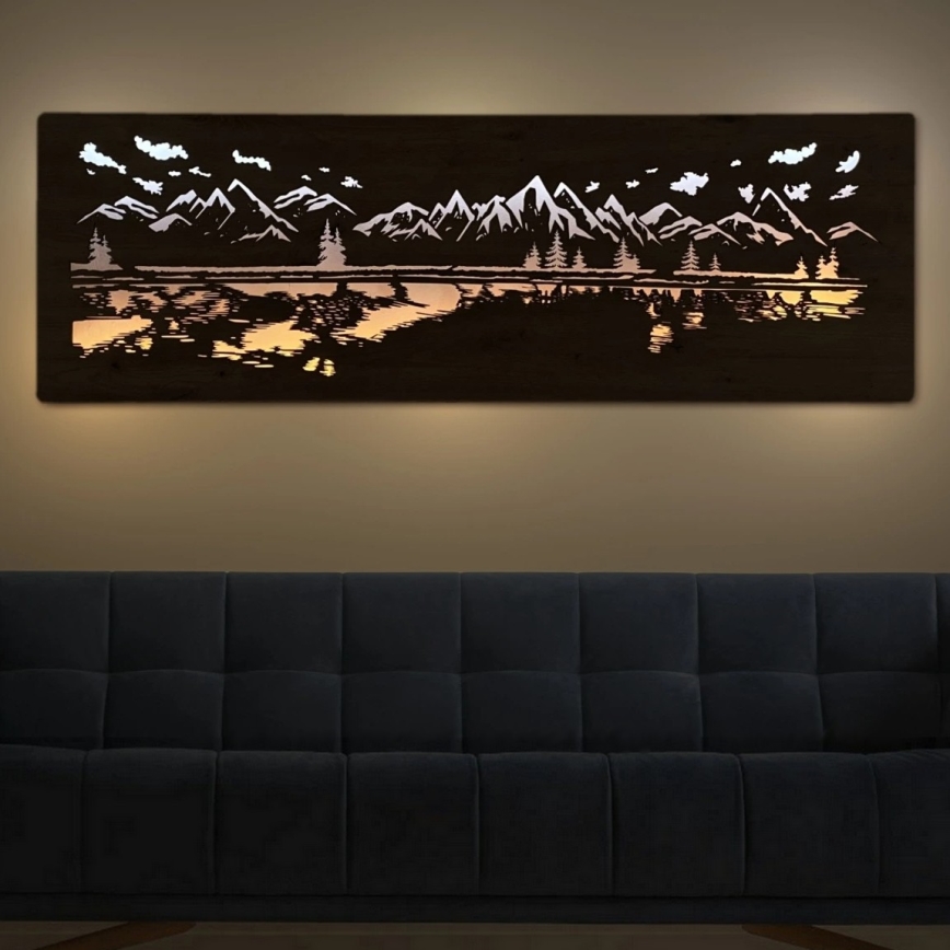 Li-Go 4778/A/4 - Dimmable LED wall decoration LED/10W/5V 30000 mAh 120x40 cm Oak/Lake