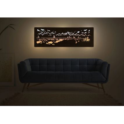 Li-Go 4778/A/4 - Dimmable LED wall decoration LED/10W/5V 30000 mAh 120x40 cm Oak/Lake
