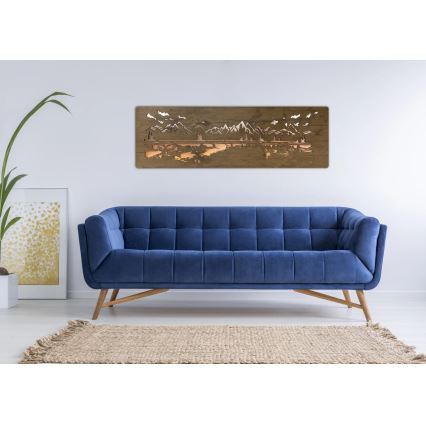 Li-Go 4778/A/4 - Dimmable LED wall decoration LED/10W/5V 30000 mAh 120x40 cm Oak/Lake