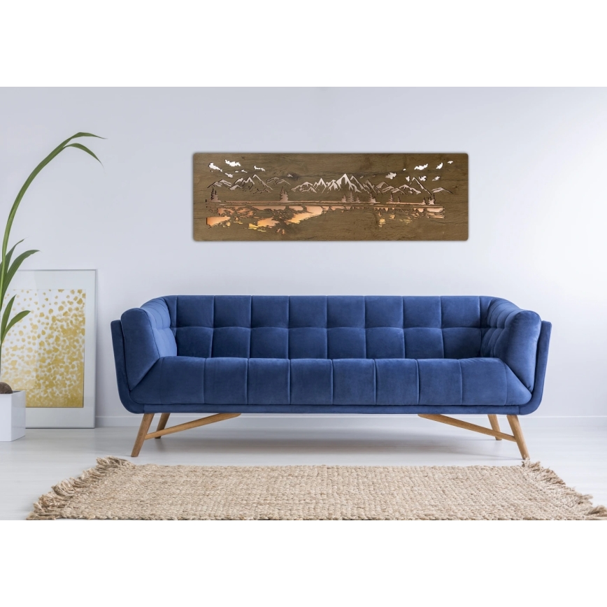 Li-Go 4778/A/4 - Dimmable LED wall decoration LED/10W/5V 30000 mAh 120x40 cm Oak/Lake