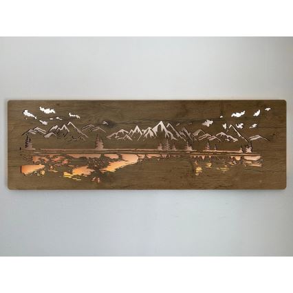 Li-Go 4778/A/4 - Dimmable LED wall decoration LED/10W/5V 30000 mAh 120x40 cm Oak/Lake