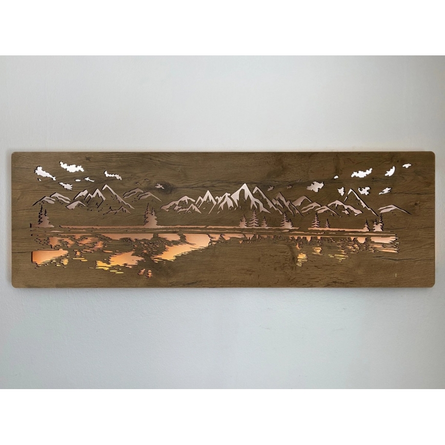 Li-Go 4778/A/4 - Dimmable LED wall decoration LED/10W/5V 30000 mAh 120x40 cm Oak/Lake