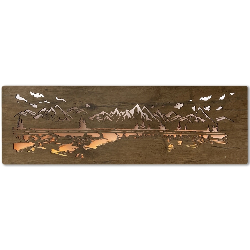 Li-Go 4778/A/4 - Dimmable LED wall decoration LED/10W/5V 30000 mAh 120x40 cm Oak/Lake