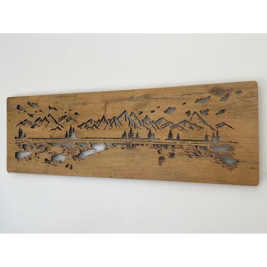 Li-Go 4778/A/4 - Dimmable LED wall decoration LED/10W/5V 30000 mAh 120x40 cm Oak/Lake