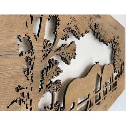 Li-Go 5012/B/4 - Dimmable LED Wall Decoration LED/10W/5V 30000 mAh 120x60 cm oak/Horses + remote control