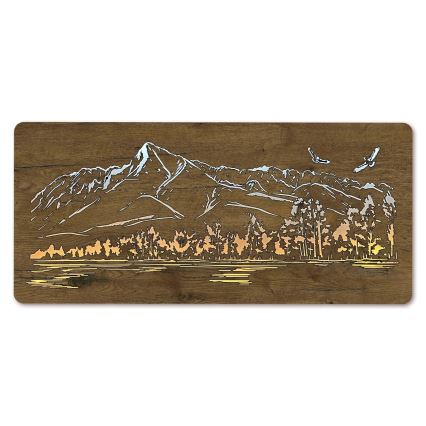 Li-Go 5589/A/DUB2 - Dimmable LED Wall Decoration LED/10W/5V 30000 mAh 110x50 cm Oak/Mountains with Birds