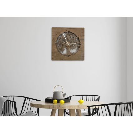 Li-Go 5652/DUB2 - Dimmable LED Clock LED/10W/5V 20000 mAh 42 x 42 cm Oak / Oak Circular Frame + Remote Control