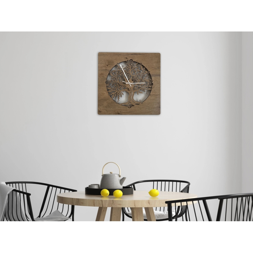 Li-Go 5652/DUB2 - Dimmable LED Clock LED/10W/5V 20000 mAh 42 x 42 cm Oak / Oak Circular Frame + Remote Control