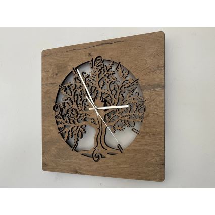 Li-Go 5652/DUB2 - Dimmable LED Clock LED/10W/5V 20000 mAh 42 x 42 cm Oak / Oak Circular Frame + Remote Control