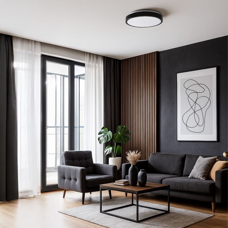 LIBRA LED Ceiling Light, 15W/230V, 4000K, Ø29 cm, Black