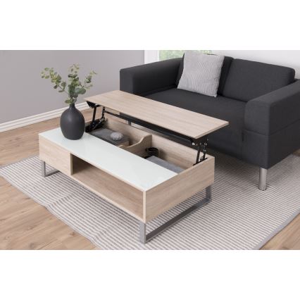 Lift-top coffee table ENZO 110x60 cm white/Sonoma oak