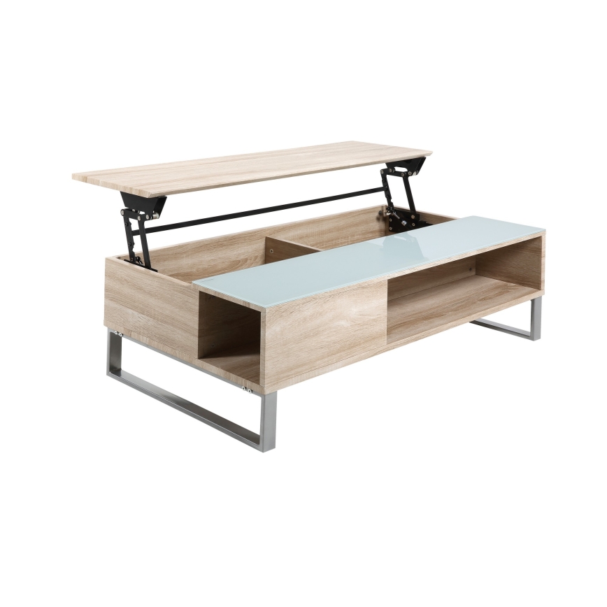Lift-top coffee table ENZO 110x60 cm white/Sonoma oak