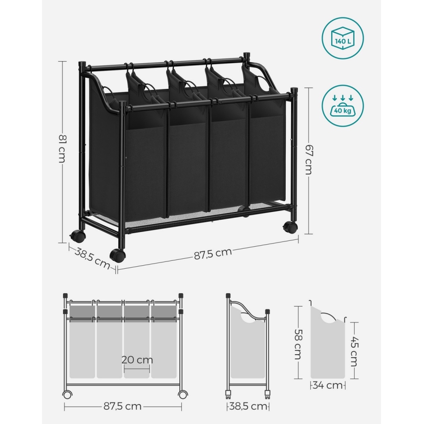 LINA Laundry Hamper, Black
