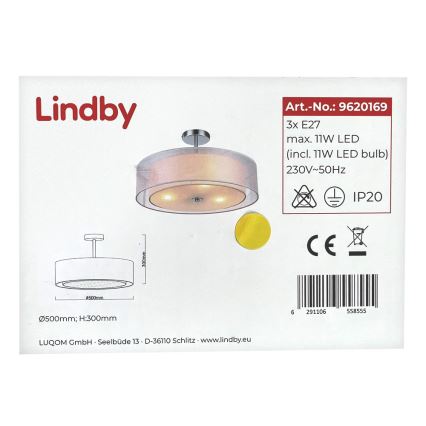 Lindby - Chandelier on a pole PIKKA 3xE27/11W/230V
