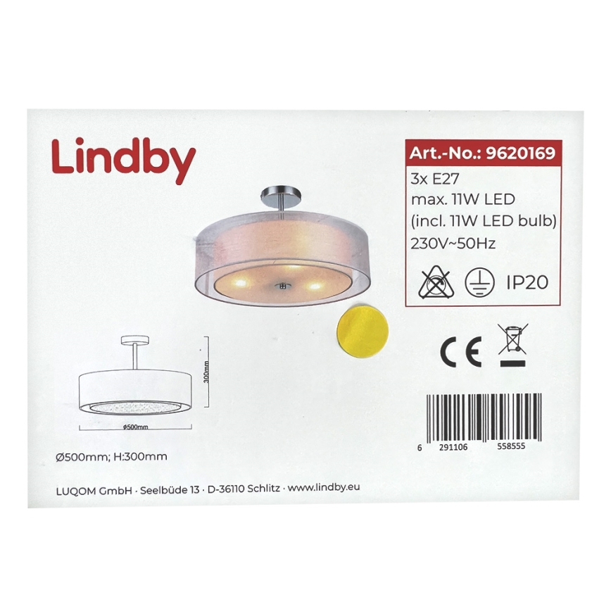 Lindby - Chandelier on a pole PIKKA 3xE27/11W/230V
